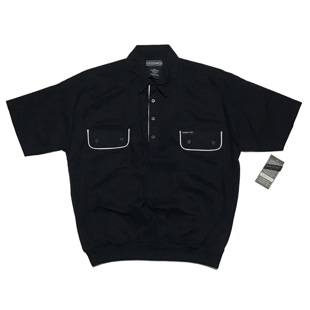 MEMBERS ONLY Men's Black 1/2 Button Up Banded Hem Pullover Shirt Size M, 1X NWT